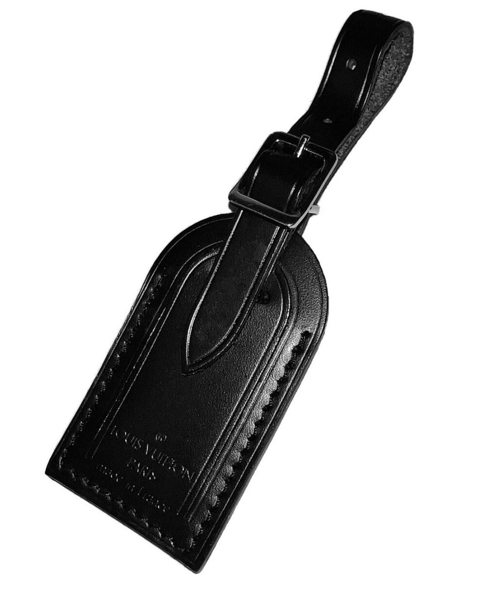 Louis Vuitton Black Name Tag Silver tone Metal Small